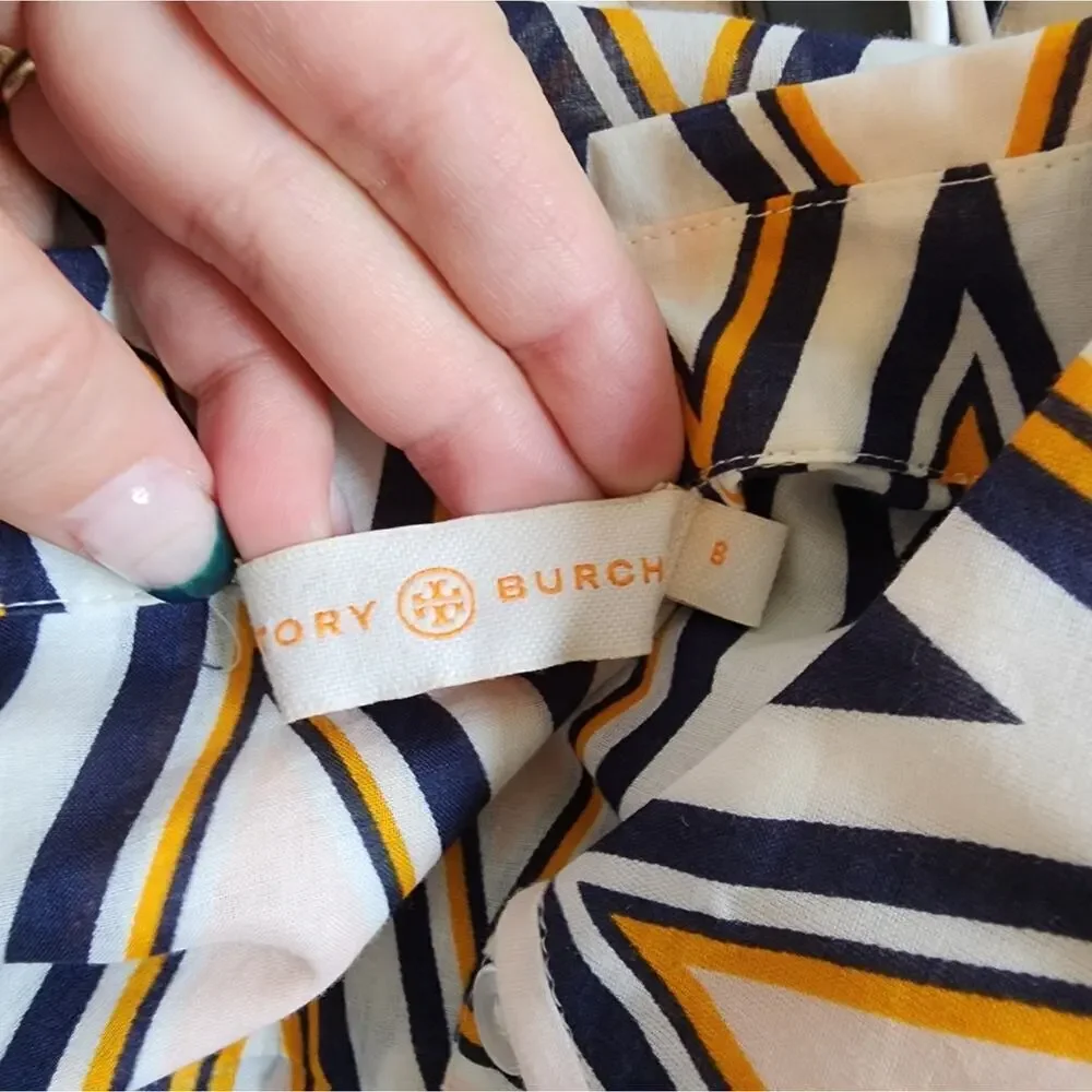 TORY BURCH GEOMETRIC BUTTON DOWN SIZE 8